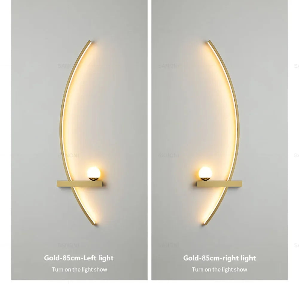 Nowoczesna lampa LED naścienna, dekoracja wnętrz