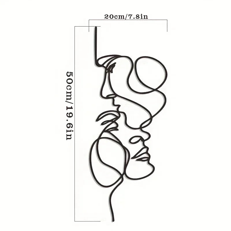 Metalowa dekoracja ścienna minimalistyczna twarz linie