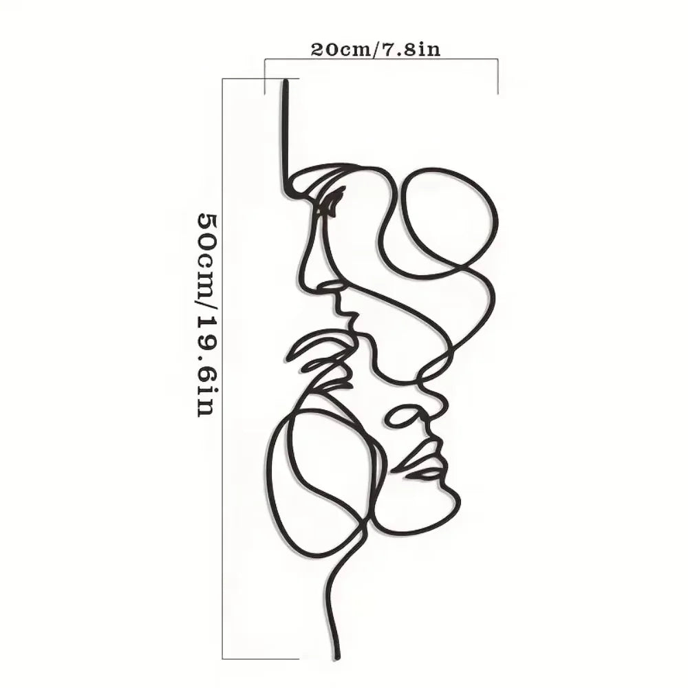 Metalowa dekoracja ścienna minimalistyczna twarz linie