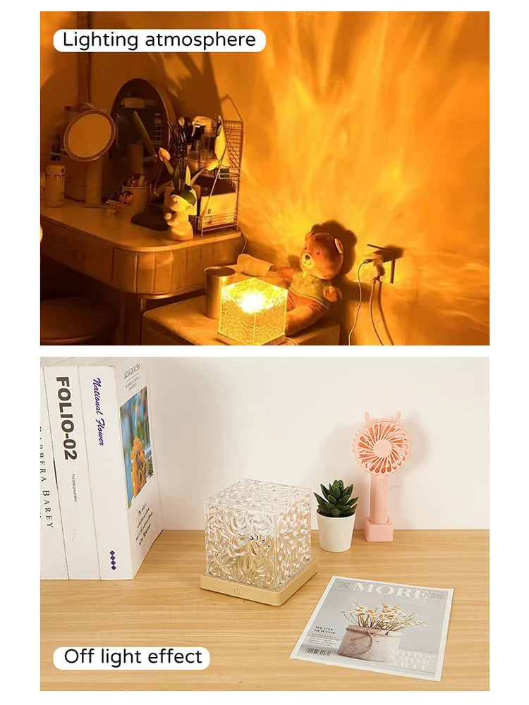 Lampa projektor wody, 16 kolorów, nocna lampa płomieni