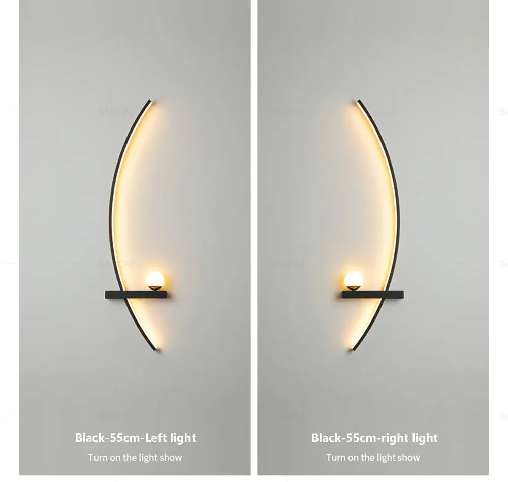 Nowoczesna lampa LED naścienna, dekoracja wnętrz