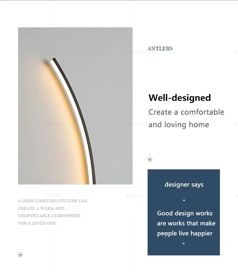 Nowoczesna lampa LED naścienna, dekoracja wnętrz