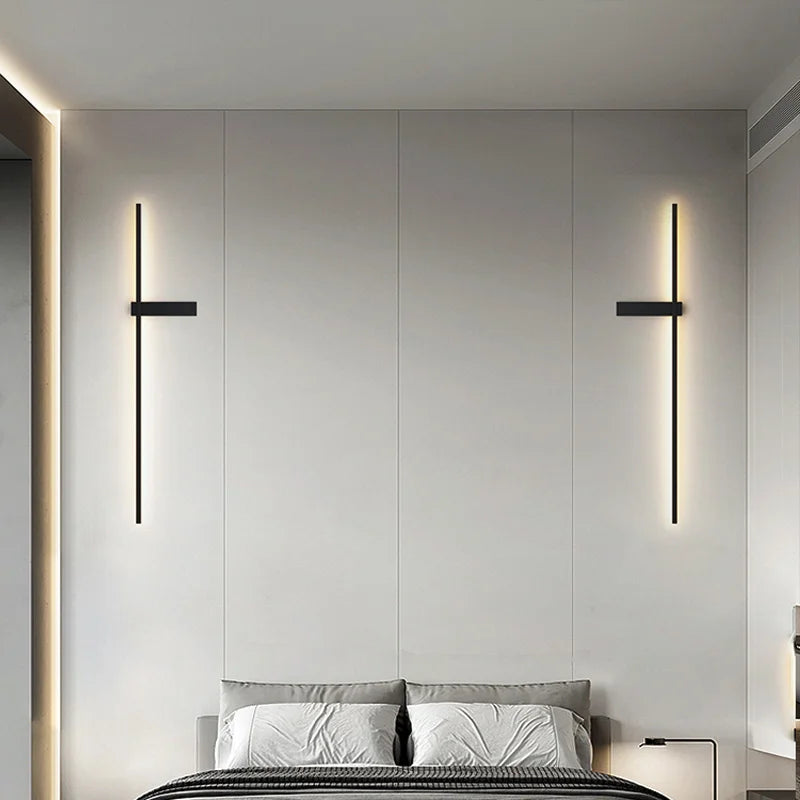 Czarna lampa ścienna, nowoczesna minimalistyczna do sypialni