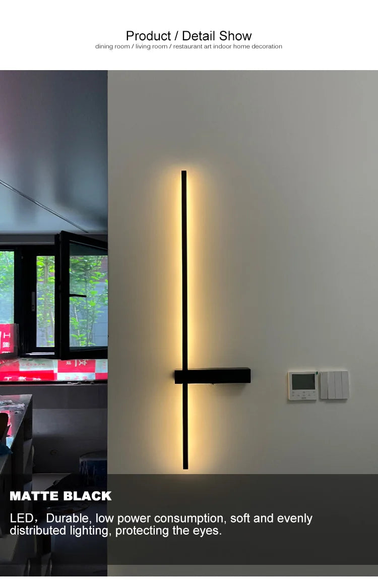 Czarna lampa ścienna, nowoczesna minimalistyczna do sypialni