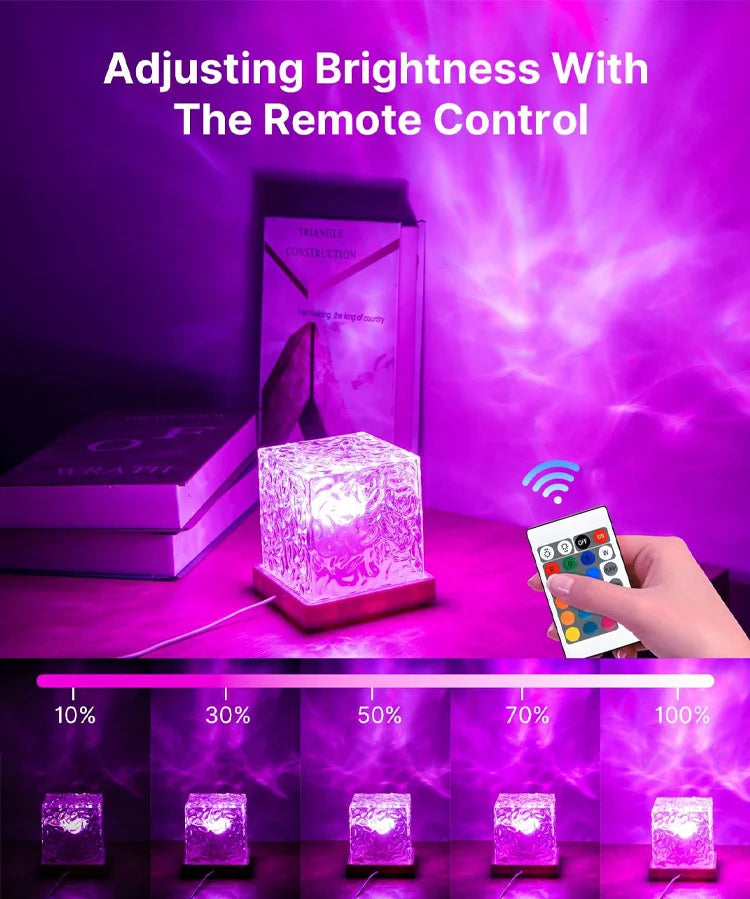 Lampa projektor wody, 16 kolorów, nocna lampa płomieni