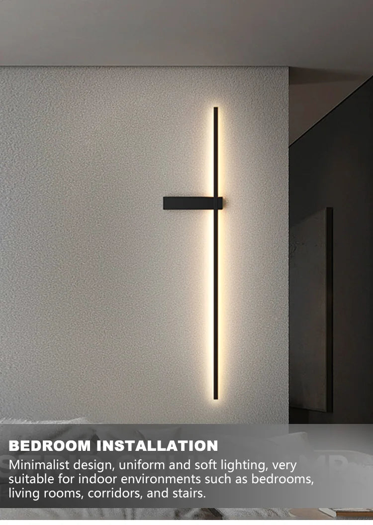Czarna lampa ścienna, nowoczesna minimalistyczna do sypialni