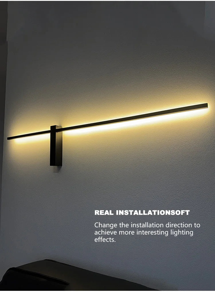 Czarna lampa ścienna, nowoczesna minimalistyczna do sypialni