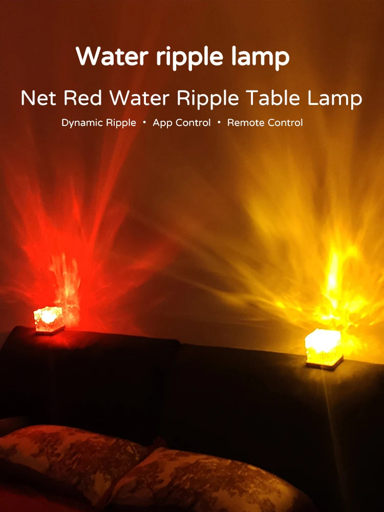 Lampa projektor wody, 16 kolorów, nocna lampa płomieni