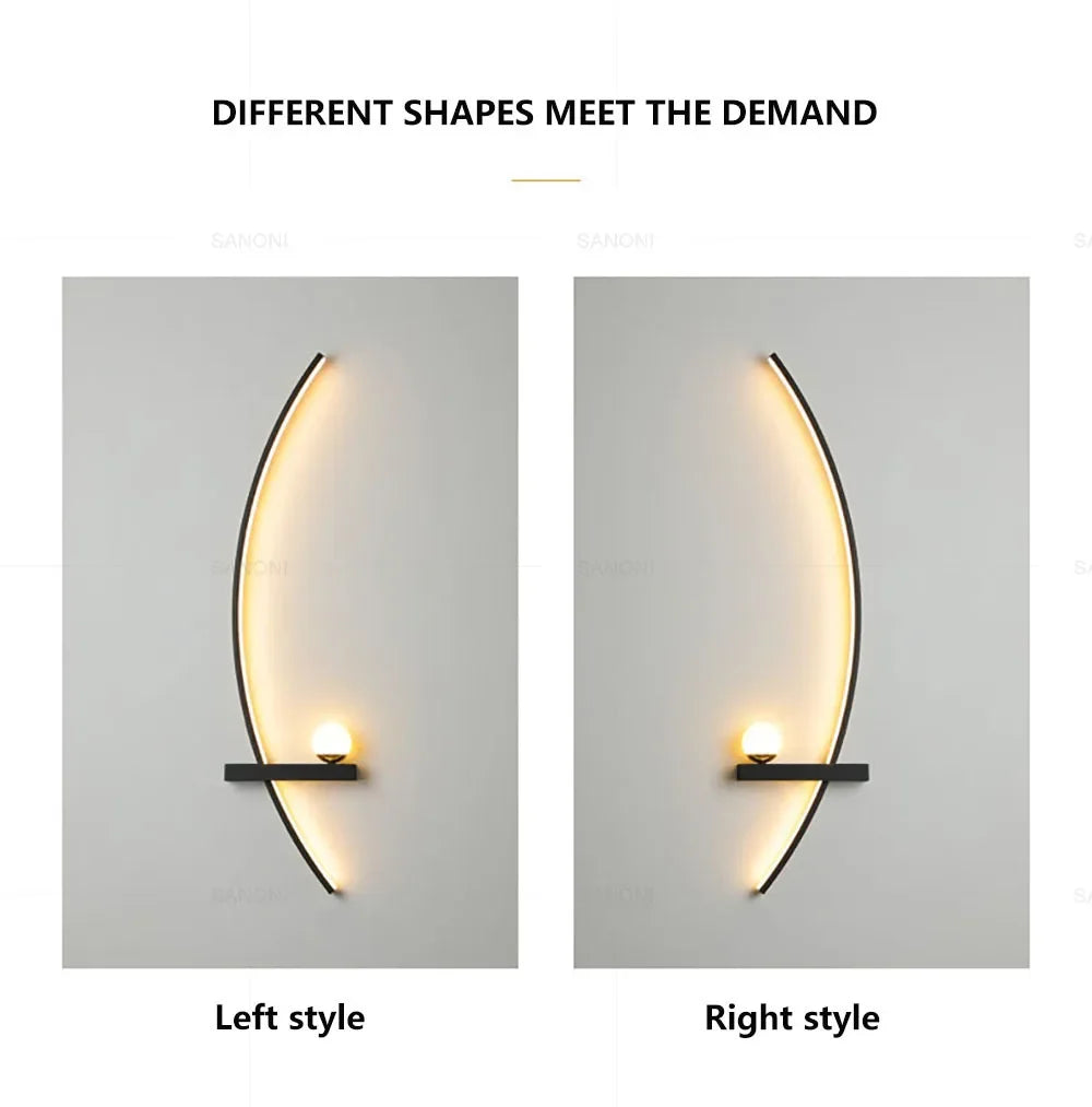 Nowoczesna lampa LED naścienna, dekoracja wnętrz