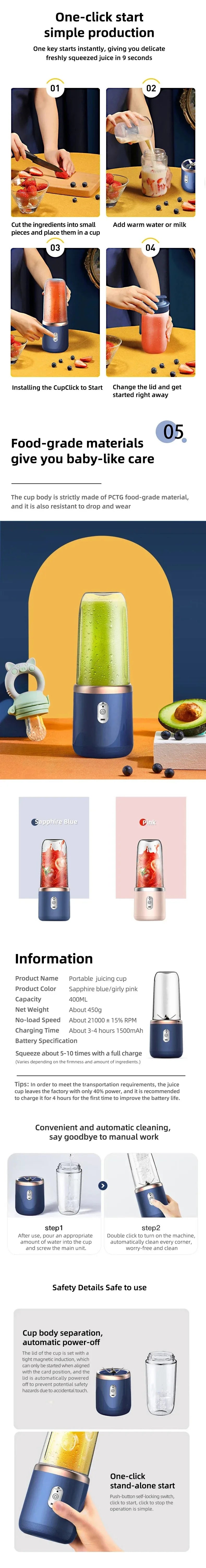 Przenośny  blender USB 400 ml